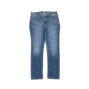 Lee Mid Rise Straight Leg Women's size 14 Long Dark Wash‎ Blue Denim Jeans